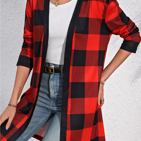 Nwt Casual buffalo plaid open cardigan - Picture 4 of 7